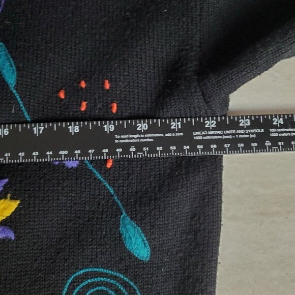 Vintage Hillary Paige‎ Cardigan Sweater Womens Large FlowersV-neck Art to wear - Picture 10 of 15